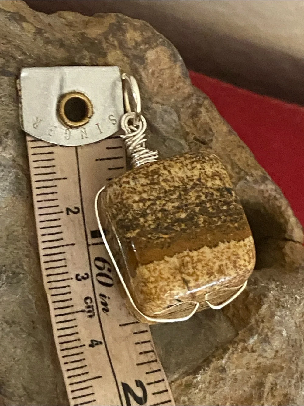 NEW Handmade Brown Jasper Stone Pendant with Wire Wrap